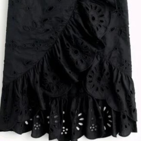 J. Crew Black Ruffle-Front Eyelet Skirt - size S - NWT - Picture 4 of 8